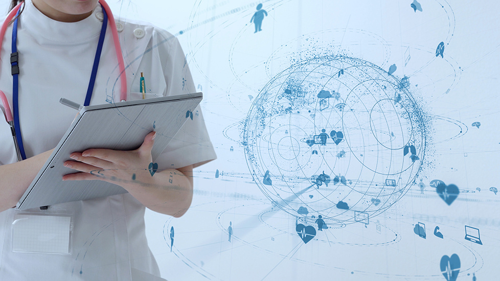 Medical technology concept. Remote medicine. Electronic medical record.